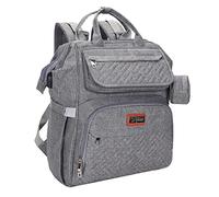 Flex Changing Bag Diaper Bag Backpack with Pacifier Pouch USB Portal Stroller Straps Luggage Belt Pram Hooks adjustable Shoulder Belts Durable Waterproof Oxford Fabric Nylon Linning Boy Girl Grey