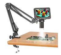 Flex Digital Microscope with 5inch IPS Screen Soldering Microscope with Flexible Arm 1000X Coin Microscope for PCB, Plants, Coin black