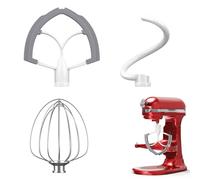 Flex Edge Beater 3Pcs for KitchenAid Mixer Attachments and Accessories Compatible with 6 Quart Lifting Stand Mixers (KN256 6-Wire Whip, 6QT Flat Beater Paddle, 6QT Dough Hook Attachment)