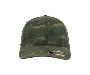 Flex fit Garment Washed Camo Cap, Unisex, Garment Washed Camo, Green Camo