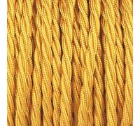 Flex Gold Lamp Cord 3 Core Electrical Cable 5 Meters / 16.4FT Braided Cable, Vintage Golden Rope Cables Twisted Fabric Electrical Wire for DIY Lamps Industrial Pendant Light Lighting Appliances (Gold)