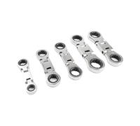 Flex Head Ratchet - 31-0.74 Inch 5-Piece Double Drive, Foldable Pocket Wrench, Retractable 180 Degree Cabinet Tool for Mechanical Construction Repair Maintenance, DIY Automotive Workshop Tasks