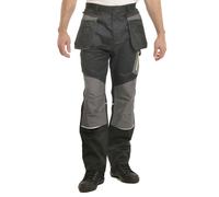 Goodyear GYPNT047 Men's Workwear Multi Flex Knee Pad Tapered Detachable Holster Pocket Work Trousers Utility Pants, Black/Grey, 40W / 31L