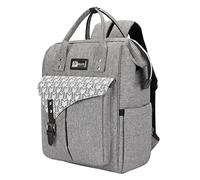 Flex Large Oxford material Durable Waterproof Changing bag Diapper Nappy Bag Backpack with Changing Mat Insulated Bottle pocket padded Adjustable Shoulder Straps Pram Hooks Boy Girl Grey Pattern