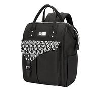 Flex Large Oxford material Durable Waterproof Changing bag Diapper Nappy Bag Backpack with Changing Mat Insulated Bottle pocket padded Adjustable Shoulder Straps Pram Hooks Boy Girl Black Pattern