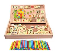 Flex Montessory Durable Wooden Educational Maths Toy with Counting Sticks Black Board Chalk Eraser Clock Boys Girls Aged 3 4 5 6 years Preschool Gift learn Numbers Addition Subtraction Multiplication