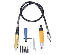 Flex Shaft Adapter Attachment, 10Pcs Power Drill Converter Kit, Flexible Extension Chuck Key with 5 Types of Cutter Heads, Stainless Steel Flex Shaft for Grinding, Carving and Poli