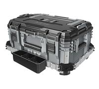 Flex - Stack Pack Carrying Tool Box - Small Organiser Storage for Tools Set and Accessories Made of Impact Resistant Plastic with Aluminium Reinforced Corners, Metal Latch and More