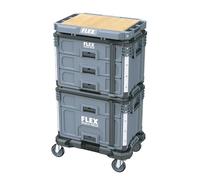 Flex - Stack Pack Rolling Workshop, 3 Piece Set - Made of Impact Resistant Plastic with Aluminium Reinforced Corners, Metal Latch and More - Load-bearing capacity up to 115 kg- 533247