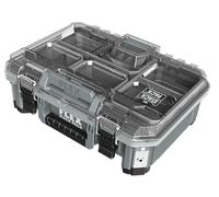 Flex - Stack Pack Carrying Tool Box - Small Organiser Storage for Tools Set and Accessories Made of Impact Resistant Plastic with Aluminium Reinforced Corners, Metal Latch and More