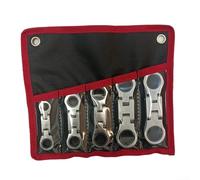 Flex-Stubby Ratcheting Combination Wrench Set 5pc Made From Chrome Vanadium Steel With 12-Point Double-End Design For Hex Use