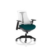 Flex Task Operator Chair Black Frame White Back Bespoke Colour Seat Maringa Teal