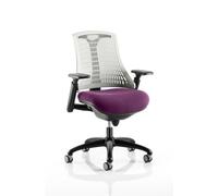 Flex Task Operator Chair Black Frame White Back Bespoke Colour Seat Tansy Purple