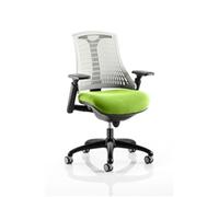 Flex Task Operator Chair Black Frame White Back Bespoke Colour Seat Myrrh Green