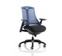 Dynamic Synchro Tilt Task Operator Chair Height Adjustable Arms Flex Blue Back, Black Seat, Black Frame With Medium Back