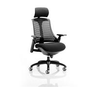 Dynamic Synchro Tilt Task Operator Chair Height Adjustable Arms Flex Black Back, Black Seat, Black Frame With Headrest Medium Back