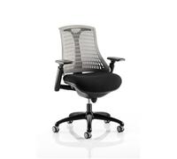 Dynamic Synchro Tilt Task Operator Chair Height Adjustable Arms Flex Grey Back, Black Seat, Black Frame Without Headrest Medium Back