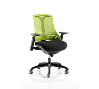 Flex Task Operator Chair Black Frame With Black Fabric Seat Green Back With Arms