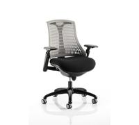 Flex Task Operator Chair Black Frame With Black Fabric Seat Grey Back With Arms