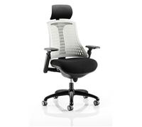 Dynamic Synchro Tilt Task Operator Chair Height Adjustable Arms Flex White Back, Black Seat, Black Frame With Headrest Medium Back