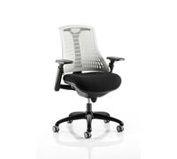 Flex Task Operator Chair Black Frame With Black Fabric Seat Moonstone White Back With Arms