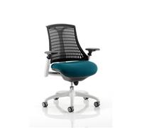 Flex Task Operator Chair White Frame Black Back Bespoke Colour Seat Maringa Teal