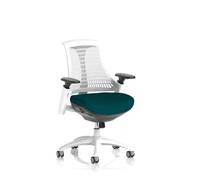 Flex Task Operator Chair White Frame White Back Bespoke Colour Seat Maringa Teal