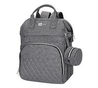 Flex Value Unisex Baby Changing Bag | Multifunctional Daypack Backpack | Grey, 44x32x18cm, 35L, Waterproof, 12 Compartments, 11 Pockets, 3 Zippered Compartments, Buggy Clips, USB Charging Interface