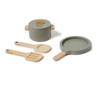FLEXA Pot & Pan - Children's Kitchen Accessories Wood | Kitchen Accessories Children | Play Kitchen Accessories | Kitchen Toy for Role Play Girls & Boys from 3 Years