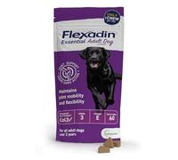 Flexadin Adult Dog Joint Supplement containing UC-II | Designed to aid Mobility & Flexibility | Natural Ingredients Omega 3 & Vit E | Aged 2+ | 60 Chews