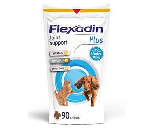 Flexadin Plus Joint Supplement Chews for Cats and Small Dogs (up to 10kg) |Aids Mobility & Flexibility |Glucosamine, Chondroitin, Omega 3 & Vitamin E| 90 Chews