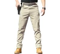Flexcamo Tactical Waterproof Cargo Pants - Men's Hiking Military Trousers, Water Resistant Outdoor Pants (Khaki, L)