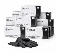 FleXcel Black Nitrile Gloves (10 Boxes of 100) Size Large - Multipurpose Powder Free, Latex Free, Medical Grade, Food Safe Examination Gloves - AQL 1.5