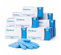 FleXcel Blue Nitrile Gloves (10 Boxes of 100) Size Medium - Multipurpose Powder Free, Latex Free, Medical Grade, Food Safe Examination Gloves - AQL 1.5
