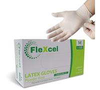 FleXcel Latex Powder Free Gloves Size Medium - Box of 100 units, White