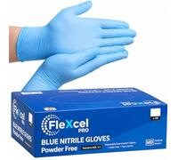 FleXcel Pro Blue Nitrile Gloves Size Medium Box of 100 - Superior Powder Free Latex Free Disposable Gloves - Medical Grade for Food Prep Cleaning & Mechanics