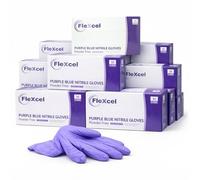 FleXcel Purple Nitrile Gloves (10 Boxes of 100) Size Medium - Multipurpose Powder Free, Latex Free, Medical Grade, Food Safe Examination Gloves - AQL 1.5