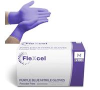 FleXcel Purple Nitrile Gloves (Box of 100) Size Medium - Multipurpose Powder Free, Latex Free, Medical Grade, Food Safe Examination Gloves - AQL 1.5 PPE Regulation 2016/425 Category III Certified