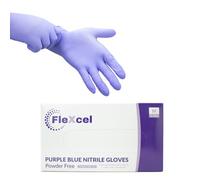 FleXcel Purple Nitrile Gloves (Box of 100) Size X-Large - Multipurpose Powder Free, Latex Free, Medical Grade, Food Safe Examination Gloves - AQL 1.5 PPE Regulation 2016/425 Category III Certified