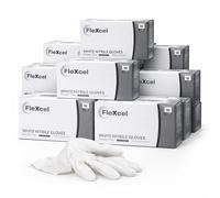 FleXcel White Nitrile Gloves (10 Boxes of 100) Size Large - Multipurpose Powder Free, Latex Free, Medical Grade, Food Safe Examination Gloves - AQL 1.5