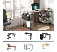 (FlexDesk Oak 100cm) Levede Computer Desk L Shaped Corner Office Table Home Storage Shelves Drawers