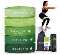 Flexelent 5 Intensity Level Fabric Resistance Bands for Working Out - Skin Friendly & Non Slip Fabric Exercise Bands Resistance for Legs, Glutes and Strength Training with Storage Bag - Green