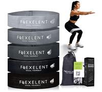 Flexelent 5 Level Fabric Resistance Bands for Working Out - Skin Friendly & Non Slip Fabric Exercise Bands Resistance for Legs, Glutes and Strength Training with Storage Bag - Black to Gray