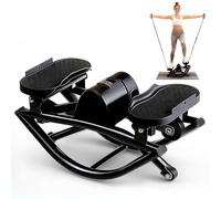 Flexella Rock Stepper for Exercise at Home, Lateral Rocking Stepper with Digital Counter & Resistance Bands, 330 LBS Weight Capacity & Low Impact, Ski Machine Full Body Workout Equipment (Black)