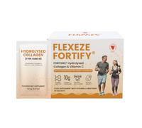 Flexeze Fortify: 30 Sachets - Fortigel Collagen Peptides Types I & III, Vitamin C, Delicious Orange-Flavoured Concentrate with 10,000mg of Premium Hydrolysed for Joints, Hair, Skin, Nails, Muscles