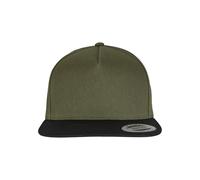 Flexfit 6007-classic 5 Panel Snapback Baseball Cap, Olive/Black, One Size