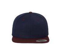 Yupoong Flexfit Unisex Kappe Classic Snapback 2-Tone, zweifarbige blanko Cap mit geradem Schirm, One Size Einheitsgröße für Männer und Frauen, Farbe nvy/maroon