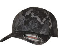 Flexfit Baseball Cap Veil Camo, Unisex, Curved Visor Adjustable Fit, Poseidon Black S-M UK