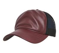 Flexfit Leather Trucker Kappe, Maroon/Blk, One Size
