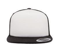 Flexfit by Yupoong Men's Foam Trucker Cap With White Front in Black Flexfit by Yupoong Black One Size
